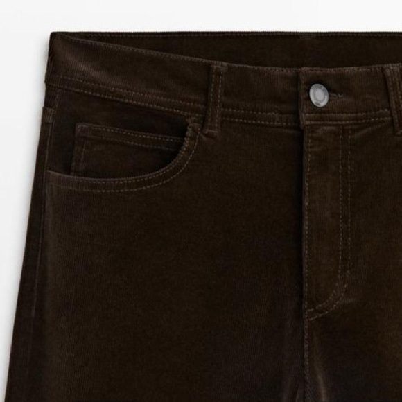 NWT. Massimo Dutti Brown Corduroy Straight Fit Needlecord Trousers. Size 2. - Picture 5 of 10